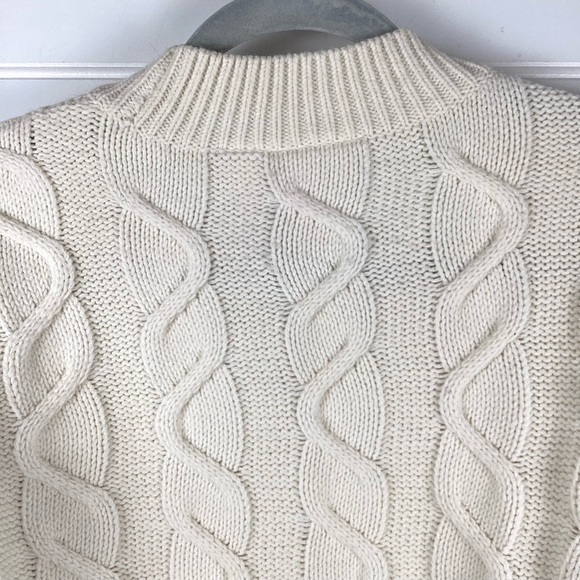 Liz Claiborne Ivory Wool Blend Cable Knit Sweater Size Medium Soft - Picture 6 of 6